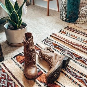SOLD: Taupe lace-up boots (with side zipper)